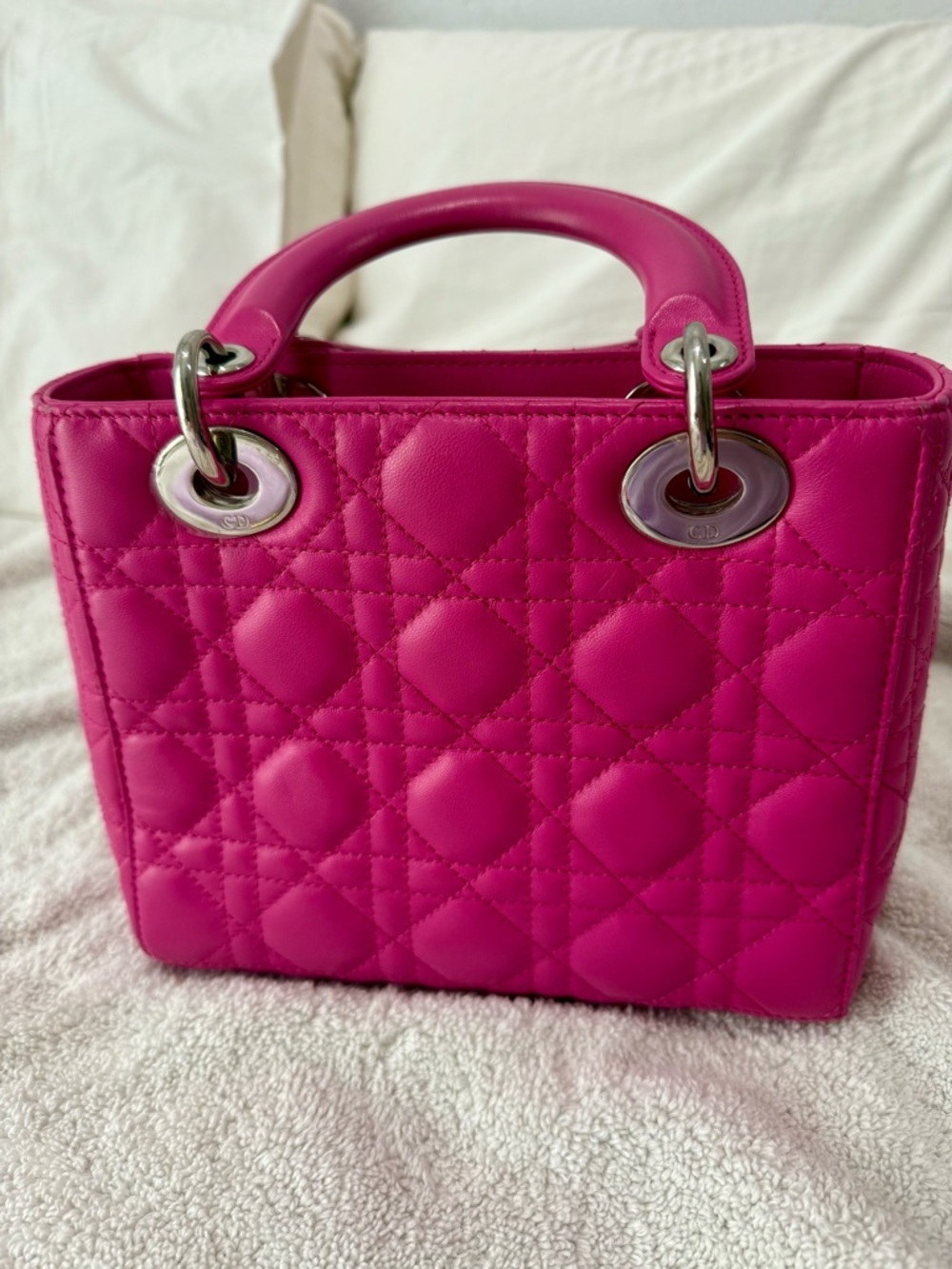 Lady Dior Cannage Bag – Hot Pink Lambskin, Silver Hardware - Picture 2 of 15